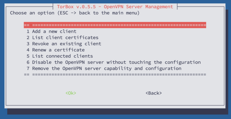 Manage the OpenVPN Server